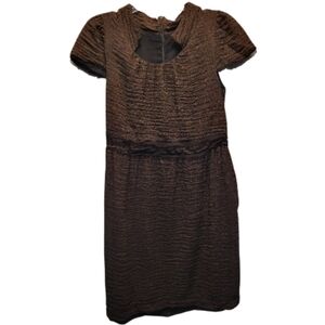 Rare Find COTÉLAC French Chic Ruched Mini Dress in Brown and Black - Size 2